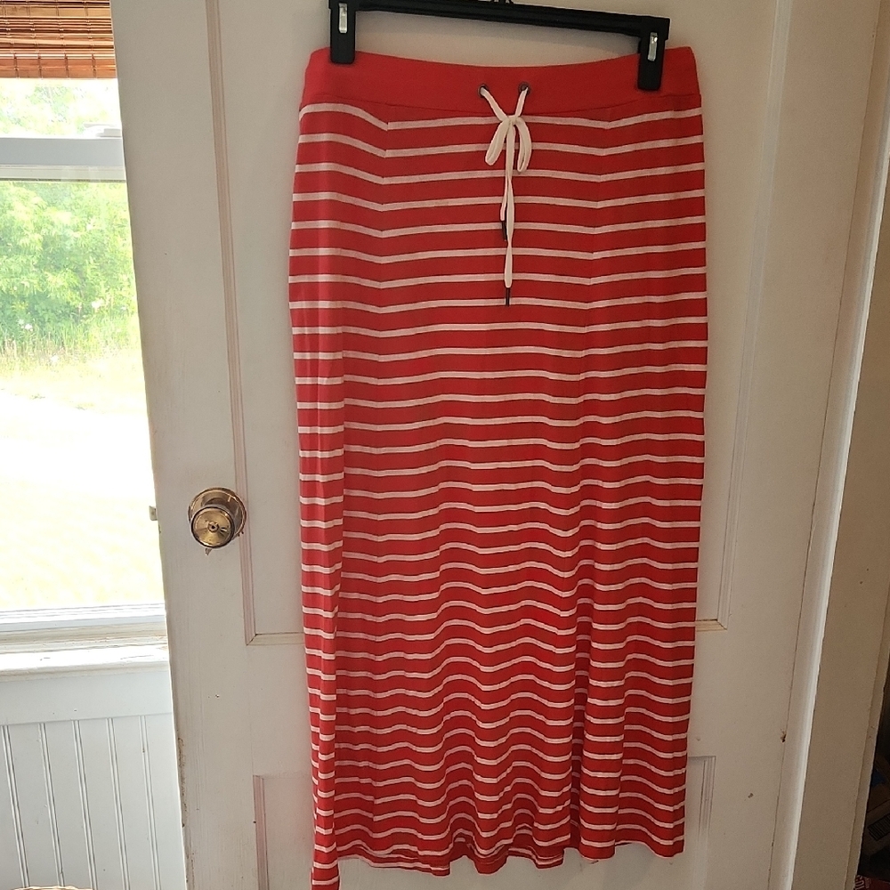 Joe Fresh Vibrant Red and White Maxi Skirt